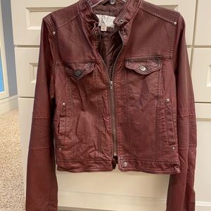 Reddish faux leather jacket